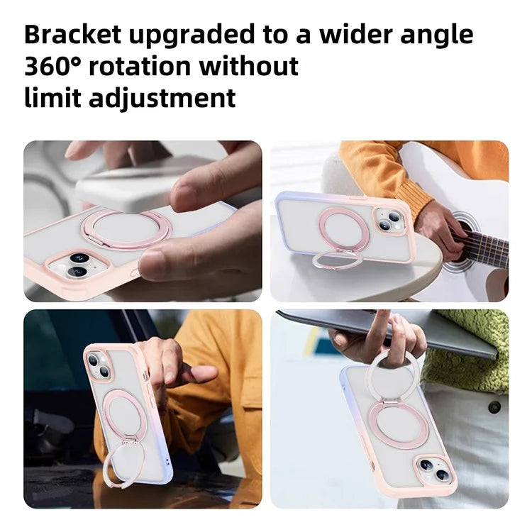 For iPhone 13 / 14 Magnetic Case Ring Kickstand PC+TPU Phone Cover