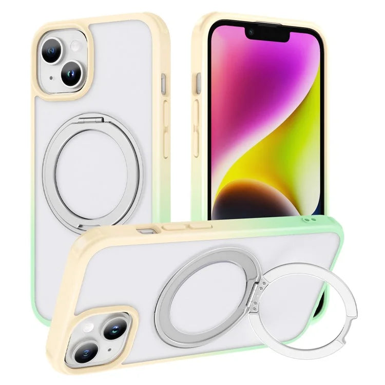 For iPhone 13 / 14 Magnetic Case Ring Kickstand PC+TPU Phone Cover