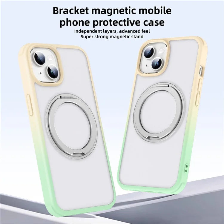 For iPhone 13 / 14 Magnetic Case Ring Kickstand PC+TPU Phone Cover