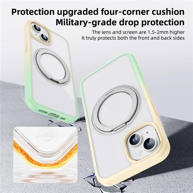 For iPhone 13 / 14 Magnetic Case Ring Kickstand PC+TPU Phone Cover