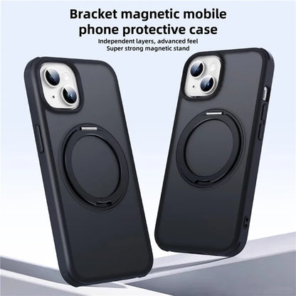 For iPhone 13 / 14 Magnetic Case Ring Kickstand PC+TPU Phone Cover