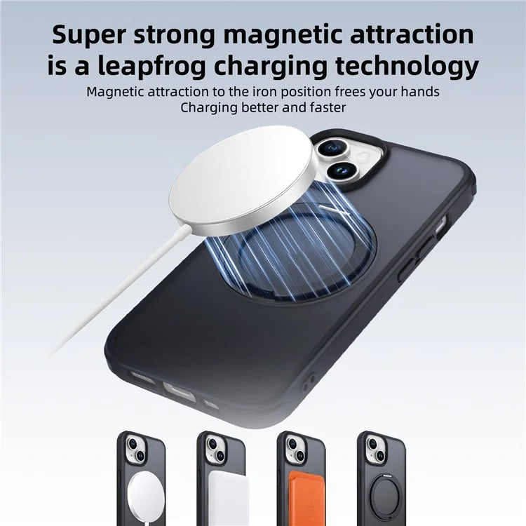 For iPhone 13 / 14 Magnetic Case Ring Kickstand PC+TPU Phone Cover