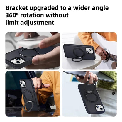 For iPhone 13 / 14 Magnetic Case Ring Kickstand PC+TPU Phone Cover