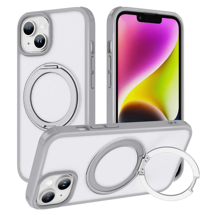 For iPhone 13 / 14 Magnetic Case Ring Kickstand PC+TPU Phone Cover