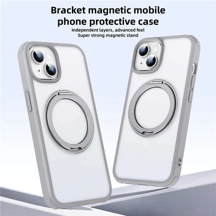 For iPhone 13 / 14 Magnetic Case Ring Kickstand PC+TPU Phone Cover