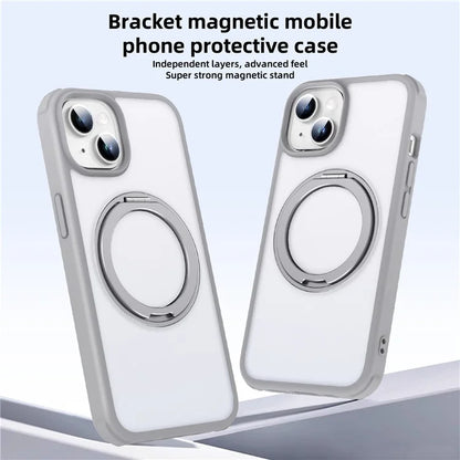 For iPhone 13 / 14 Magnetic Case Ring Kickstand PC+TPU Phone Cover