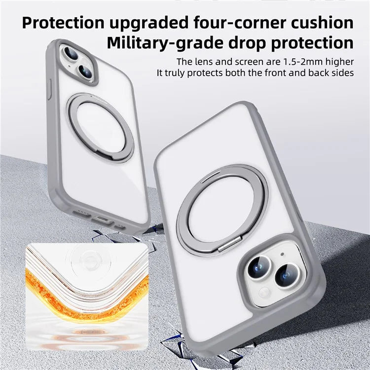 For iPhone 13 / 14 Magnetic Case Ring Kickstand PC+TPU Phone Cover