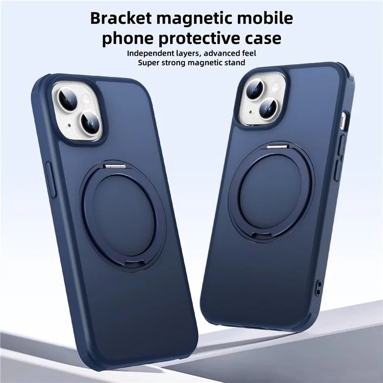 For iPhone 13 / 14 Magnetic Case Ring Kickstand PC+TPU Phone Cover