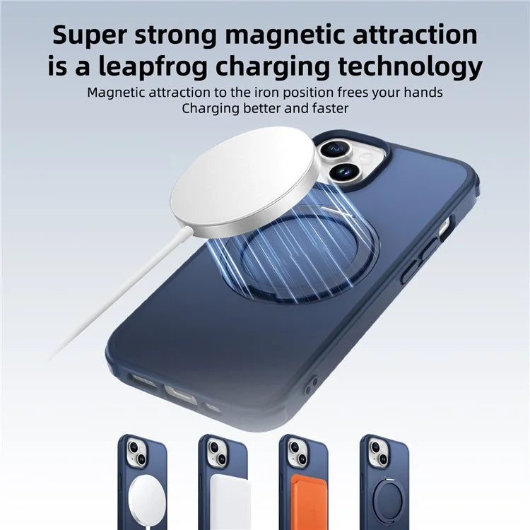 For iPhone 13 / 14 Magnetic Case Ring Kickstand PC+TPU Phone Cover
