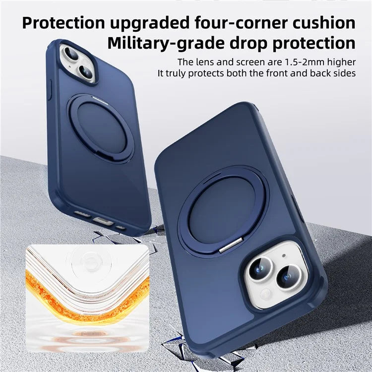 For iPhone 13 / 14 Magnetic Case Ring Kickstand PC+TPU Phone Cover