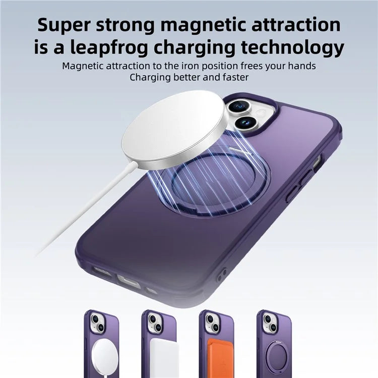 For iPhone 13 / 14 Magnetic Case Ring Kickstand PC+TPU Phone Cover