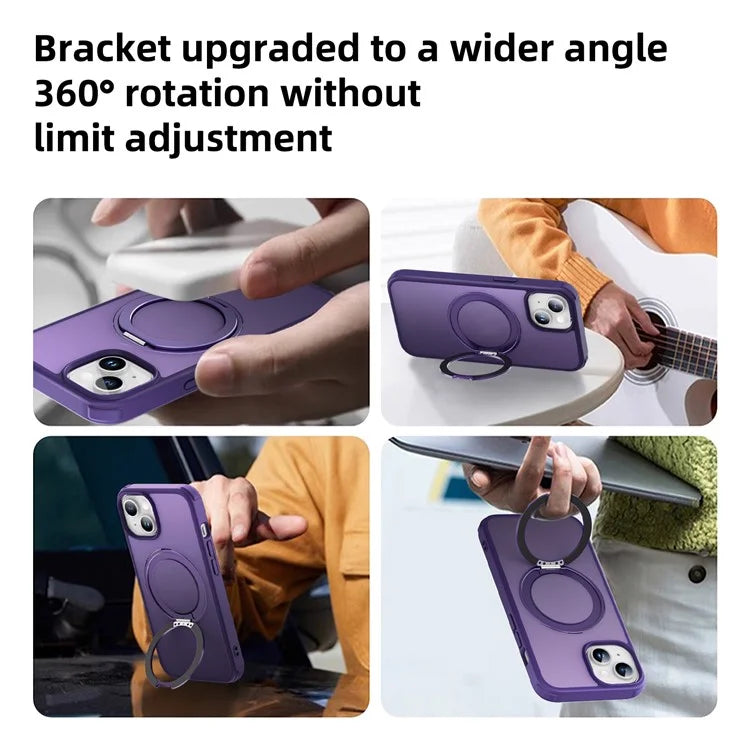 For iPhone 13 / 14 Magnetic Case Ring Kickstand PC+TPU Phone Cover