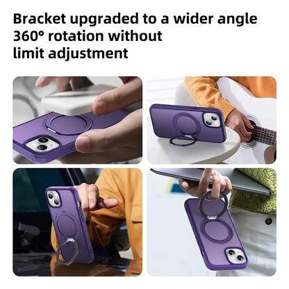 For iPhone 13 / 14 Magnetic Case Ring Kickstand PC+TPU Phone Cover