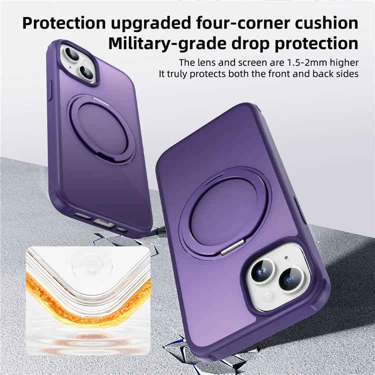 For iPhone 13 / 14 Magnetic Case Ring Kickstand PC+TPU Phone Cover