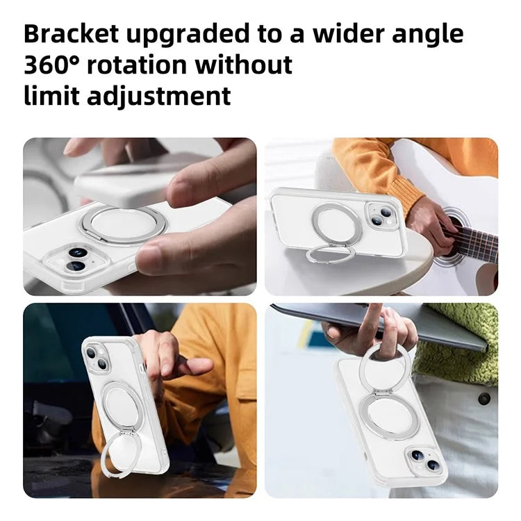 For iPhone 13 / 14 Magnetic Case Ring Kickstand PC+TPU Phone Cover