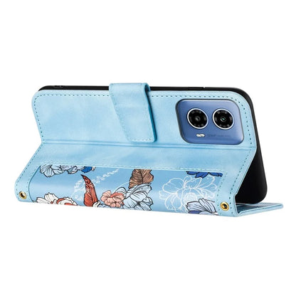For Motorola Moto G34 4G Case Stand Function Flower Pattern PU Leather Phone Cover