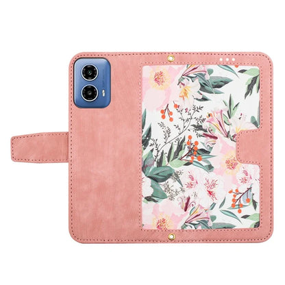 For Motorola Moto G34 4G Case Stand Function Flower Pattern PU Leather Phone Cover