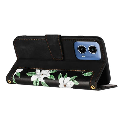 For Motorola Moto G34 4G Case Stand Function Flower Pattern PU Leather Phone Cover
