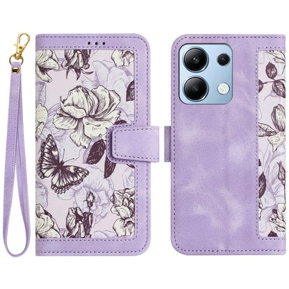 For Xiaomi Redmi Note 13 4G Case Printed Flower Pattern PU Leather Wallet Phone Cover