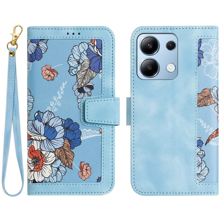 For Xiaomi Redmi Note 13 4G Case Printed Flower Pattern PU Leather Wallet Phone Cover