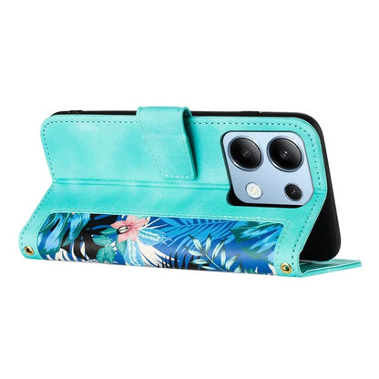 For Xiaomi Redmi Note 13 4G Case Printed Flower Pattern PU Leather Wallet Phone Cover