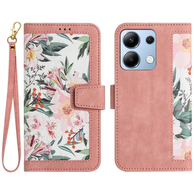 For Xiaomi Redmi Note 13 4G Case Printed Flower Pattern PU Leather Wallet Phone Cover