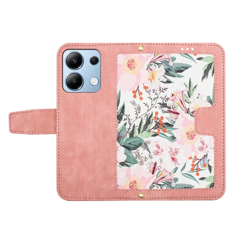 For Xiaomi Redmi Note 13 4G Case Printed Flower Pattern PU Leather Wallet Phone Cover