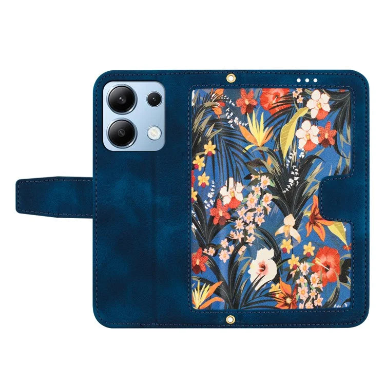 For Xiaomi Redmi Note 13 4G Case Printed Flower Pattern PU Leather Wallet Phone Cover