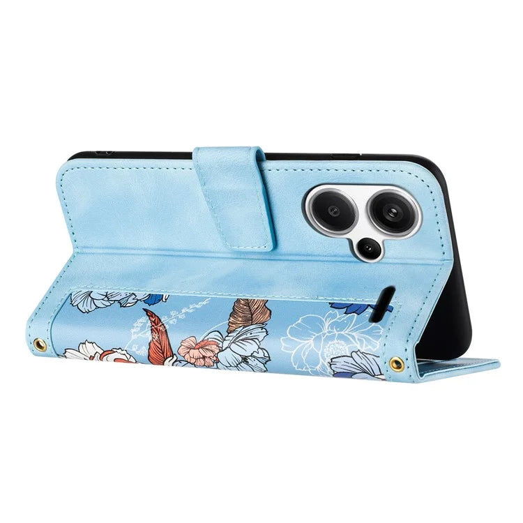 For Xiaomi Redmi Note 13 Pro+ 5G Case PU Leather Flower Pattern Wallet Style Flip Phone Cover