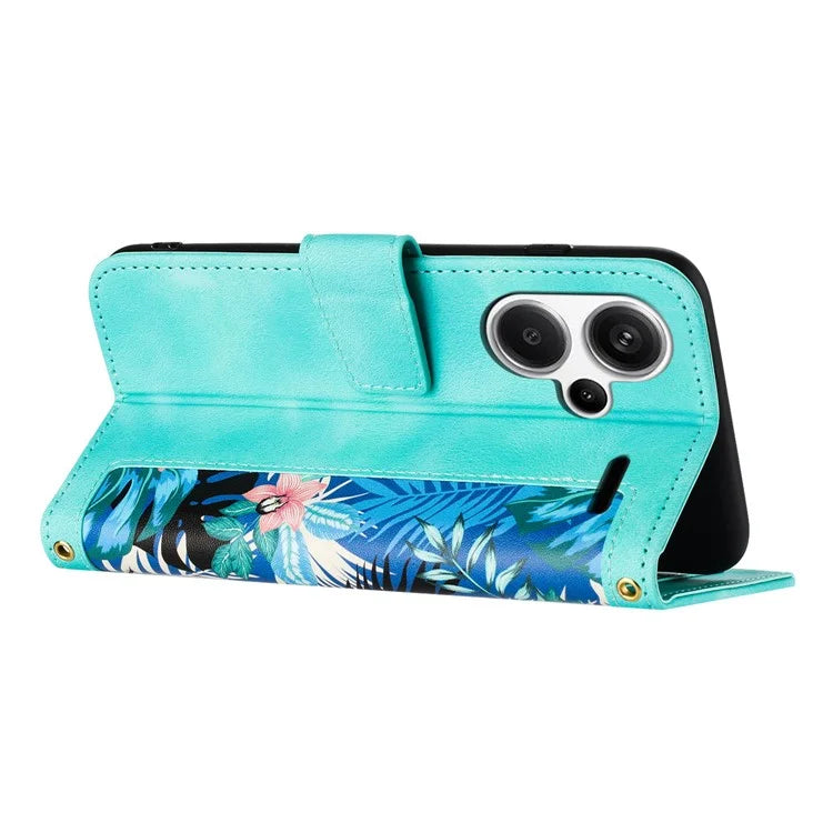 For Xiaomi Redmi Note 13 Pro+ 5G Case PU Leather Flower Pattern Wallet Style Flip Phone Cover