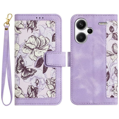 For Xiaomi Redmi Note 13 Pro+ 5G Case PU Leather Flower Pattern Wallet Style Flip Phone Cover