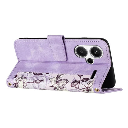 For Xiaomi Redmi Note 13 Pro+ 5G Case PU Leather Flower Pattern Wallet Style Flip Phone Cover