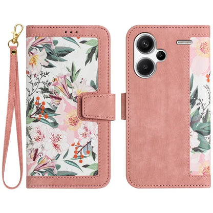 For Xiaomi Redmi Note 13 Pro+ 5G Case PU Leather Flower Pattern Wallet Style Flip Phone Cover