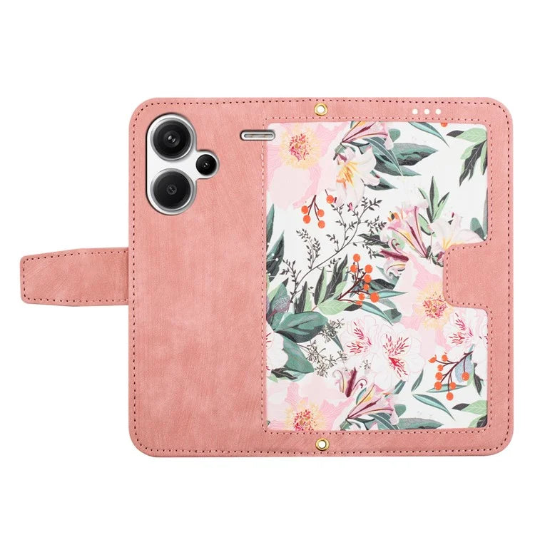 For Xiaomi Redmi Note 13 Pro+ 5G Case PU Leather Flower Pattern Wallet Style Flip Phone Cover