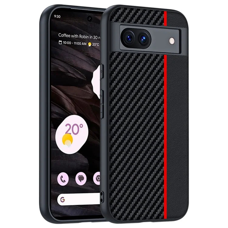 For Google Pixel 8a Case Slim PU Leather+PC Carbon Fiber Texture Phone Cover