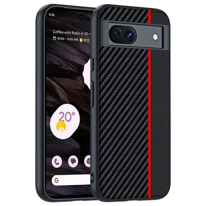 For Google Pixel 8a Case Slim PU Leather+PC Carbon Fiber Texture Phone Cover