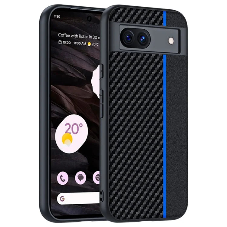 For Google Pixel 8a Case Slim PU Leather+PC Carbon Fiber Texture Phone Cover
