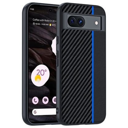 For Google Pixel 8a Case Slim PU Leather+PC Carbon Fiber Texture Phone Cover