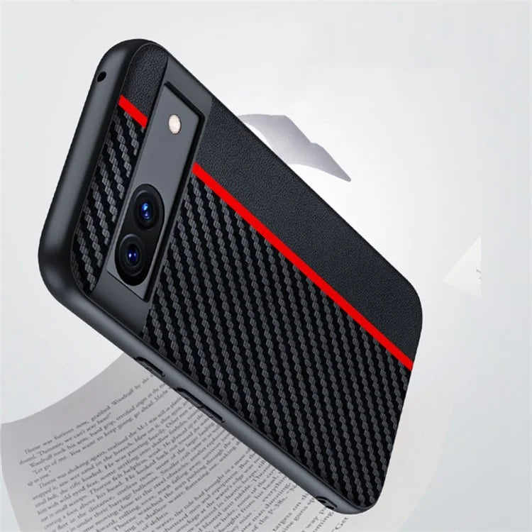 For Google Pixel 8a Case Slim PU Leather+PC Carbon Fiber Texture Phone Cover
