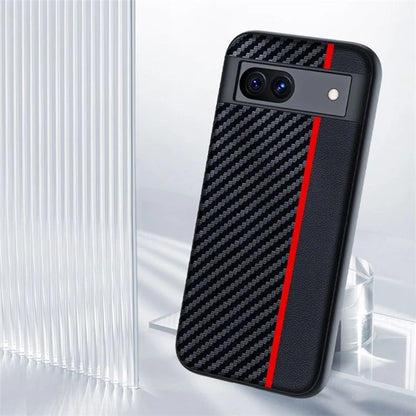 For Google Pixel 8a Case Slim PU Leather+PC Carbon Fiber Texture Phone Cover