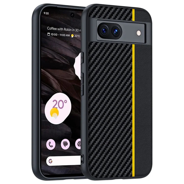 For Google Pixel 8a Case Slim PU Leather+PC Carbon Fiber Texture Phone Cover