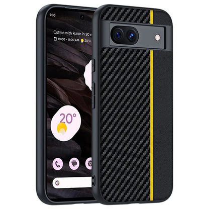 For Google Pixel 8a Case Slim PU Leather+PC Carbon Fiber Texture Phone Cover