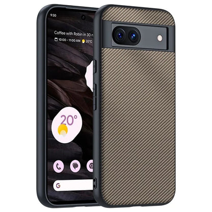 For Google Pixel 8a Case Slim PU Leather+PC Carbon Fiber Texture Phone Cover