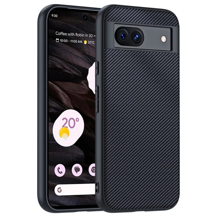 For Google Pixel 8a Case Slim PU Leather+PC Carbon Fiber Texture Phone Cover