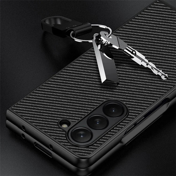 For Samsung Galaxy Z Fold6 5G Case Carbon Fiber Texture PU + PC Phone Cover
