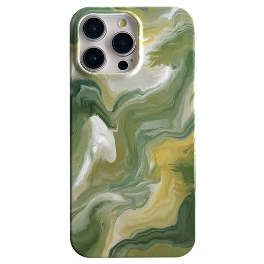 ARU For iPhone 13 Pro Case Water Transfer Printing Marble Pattern TPU Soft Phone Cover