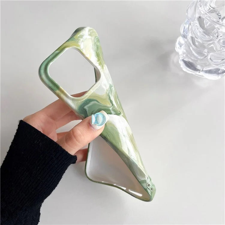 ARU For iPhone 13 Pro Case Water Transfer Printing Marble Pattern TPU Soft Phone Cover