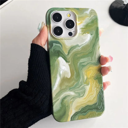 ARU For iPhone 13 Pro Case Water Transfer Printing Marble Pattern TPU Soft Phone Cover