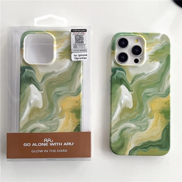 ARU For iPhone 13 Pro Case Water Transfer Printing Marble Pattern TPU Soft Phone Cover