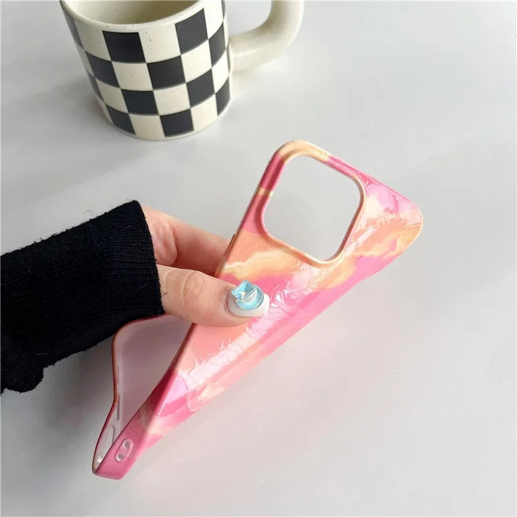 ARU For iPhone 13 Pro Case Water Transfer Printing Marble Pattern TPU Soft Phone Cover